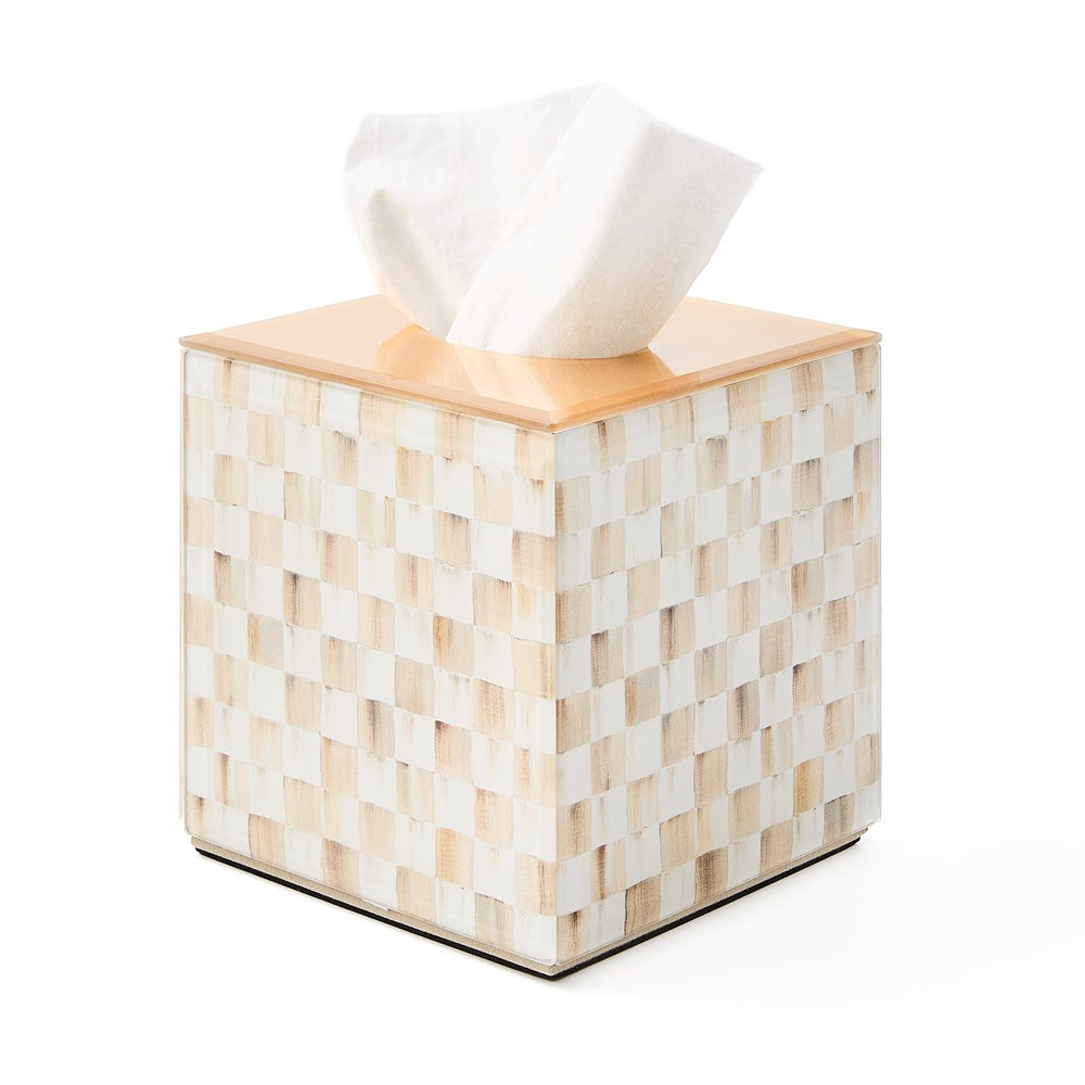 Mocha Check Glass Boutique Tissue Box Cover | MacKenzie-Childs