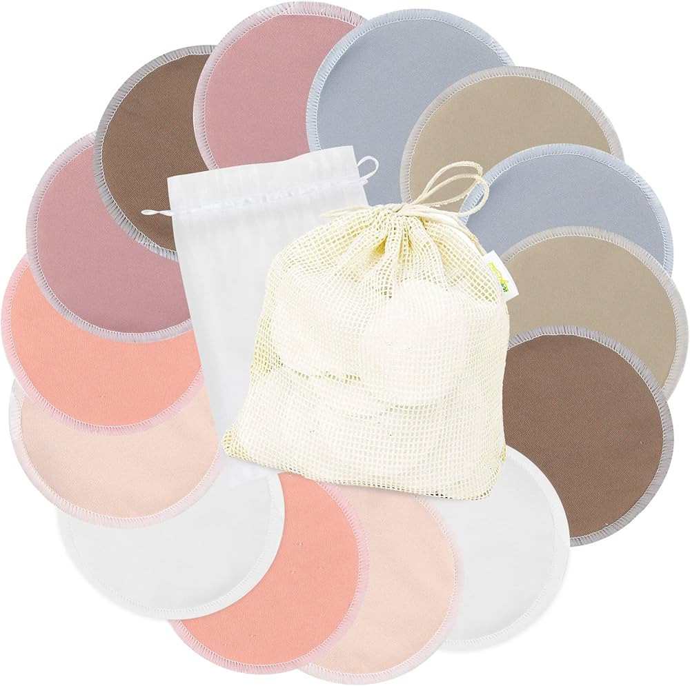 wegreeco Nursing Breast Pads (14 Pack) + Laundry Bag & Travel Storage Bag, 4.7 inch Option - Wash... | Amazon (US)