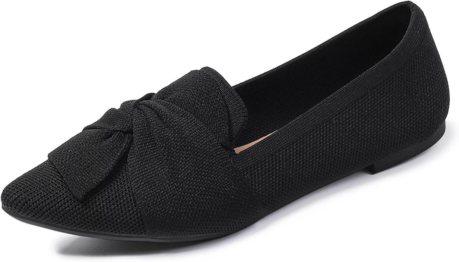 Flats for Womens Bow Comfortable Pointed Toe Ballet Flats with Knit Dressy Flats | Amazon (US)