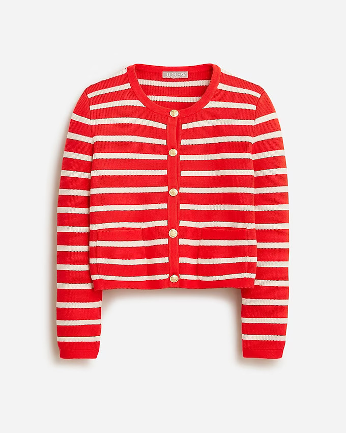Emilie patch-pocket sweater lady jacket in stripe | J. Crew US