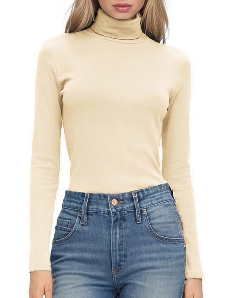 HOTOUCH Women's Turtleneck Long Sleeve Shirts Casual Basic T Shirts Lightweight Base Layer Solid ... | Amazon (US)