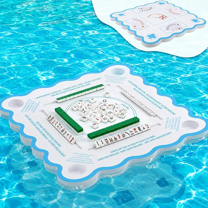 Mahjong Game Floating Table with Rules for Pool Double Side Poker Float Board for Card Games Scra... | Amazon (US)
