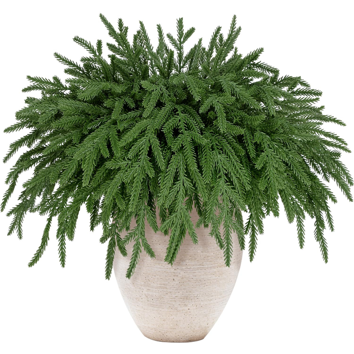 12 Pcs Artificial Norfolk Pine Branches (18 Inch) - Real Touch Faux Greenery Stems for Christmas ... | Amazon (US)