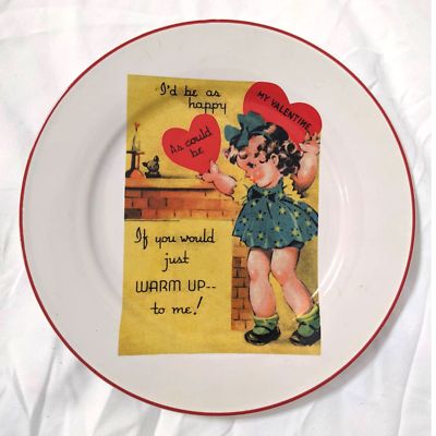 Rosanna Valentine plate retro 8" I'd be happy as could be little girl fireplace | eBay US