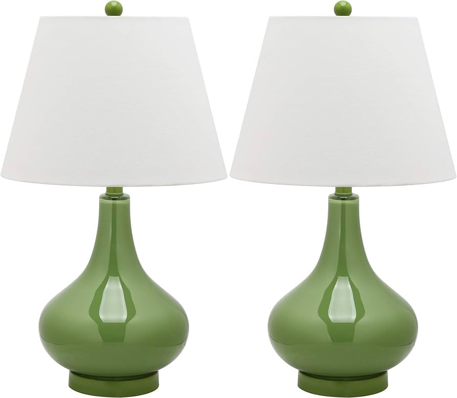 SAFAVIEH Lighting Collection Amy Modern Contemporary Fern Green Gourd Glass 24-inch Bedroom Livin... | Amazon (US)