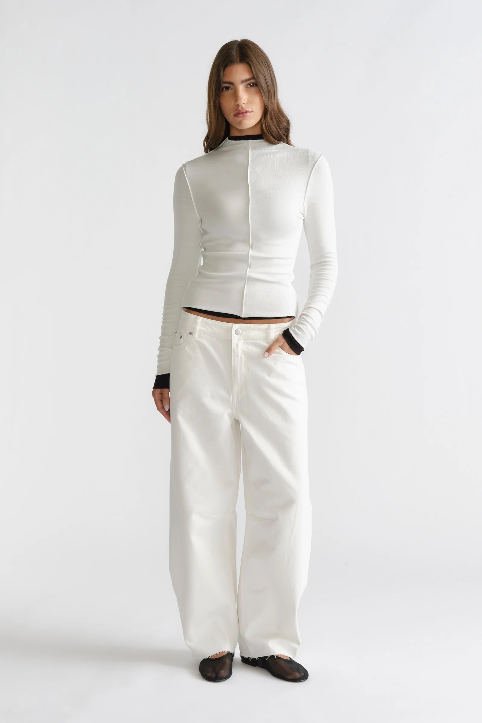 D-Luxe Semi Sheer Long Sleeve - Ivory | DECJUBA