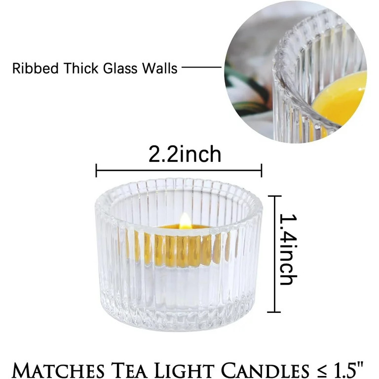 HofferRuffer Glass Tealight Candle Holders Set of 12, Cute Votive Candle Holder for Table Centerp... | Walmart (US)