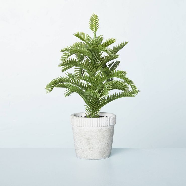 Small 10&#34; Faux Balsam Fir Tree in Washed Cement Pot - Hearth &#38; Hand&#8482; with Magnolia | Target