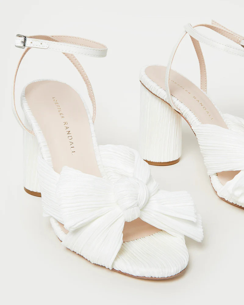 Camellia White Pleated Bow Heel | Loeffler Randall