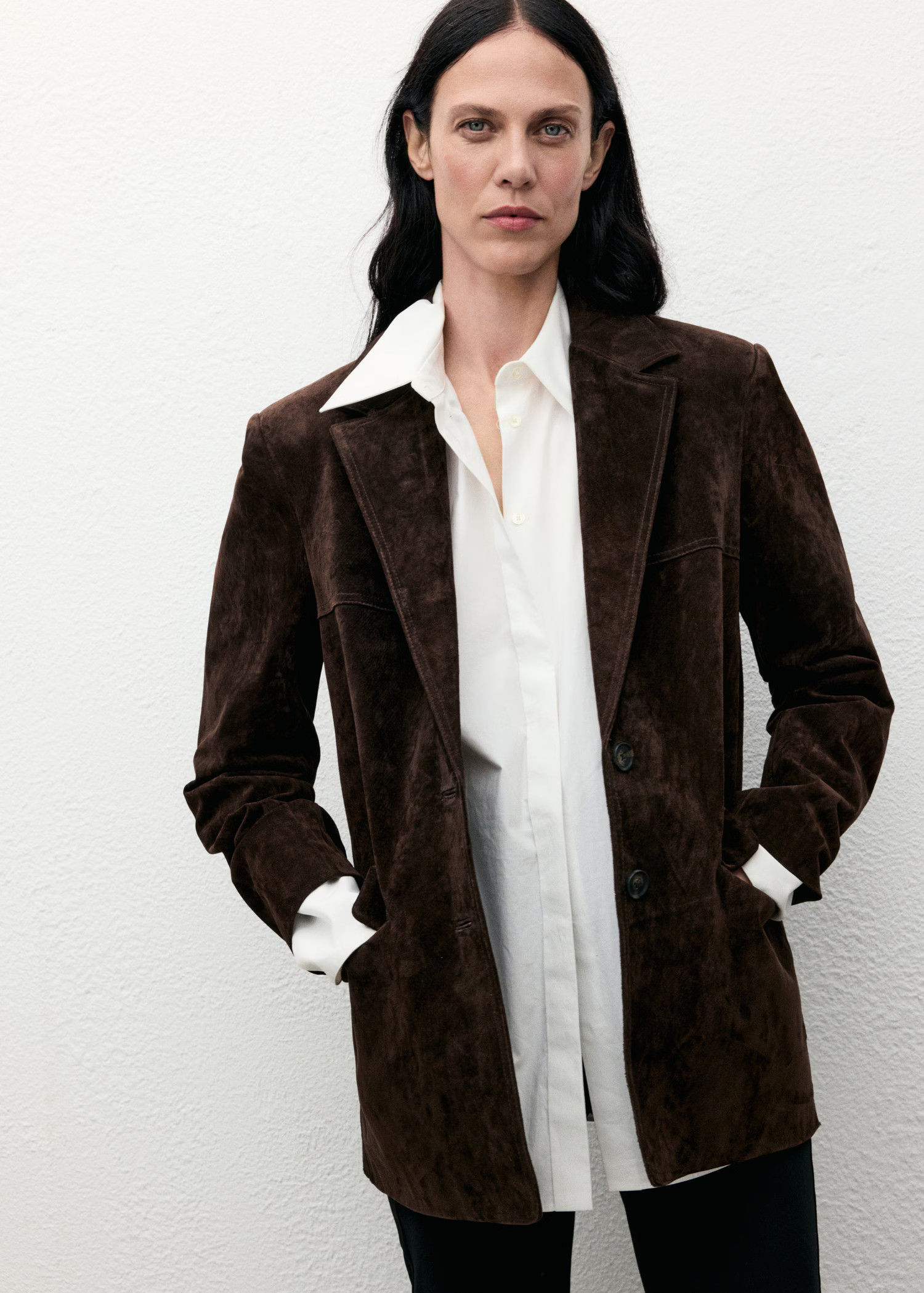 Straight suede blazer - Women | MANGO USA | Mango (US/MX/AU)