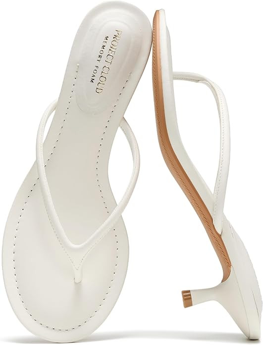 Project Cloud 100% Genuine Leather Kitten Heels for Women Footwear - Memory Foam Fashion Thong He... | Amazon (US)