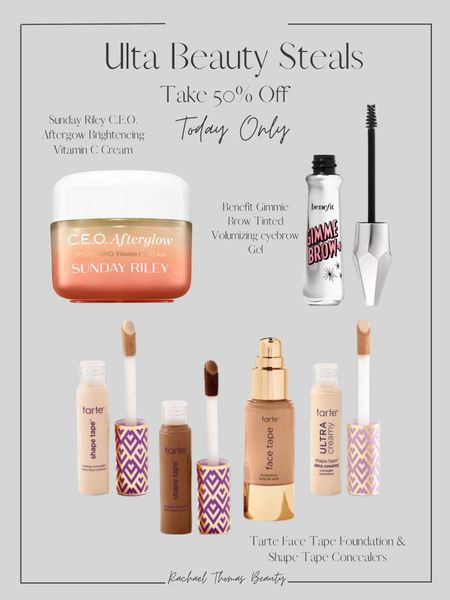 Ulta Beauty Steals. Take 50% off Tarte foundation and concealers plus Benefit Gimmie Brow Gel and more!

#LTKsalealert #LTKbeauty #LTKover40