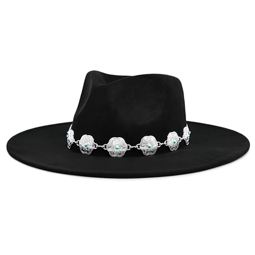 FLUFFY SENSE. Big Wide Brim Boho Western Hat for Women and Men - Felt Rancher Fedora Hat with 4 i... | Amazon (US)