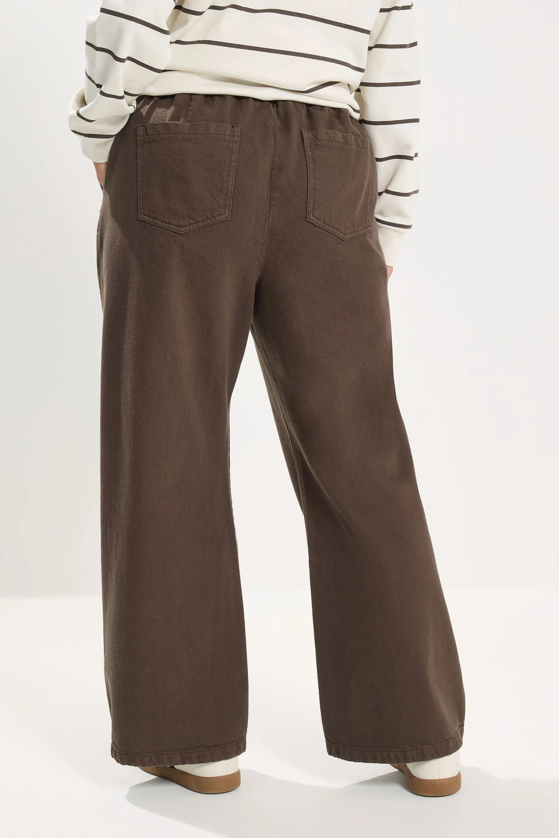 YOURS Plus Size Chocolate Brown Pull On Wide Leg Jeans | Yours Clothing UK