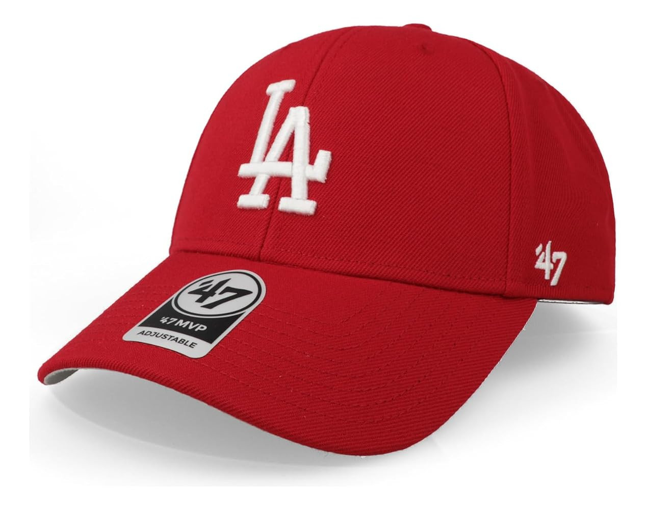 47 Los Angeles Dodgers Hat Mens Womens MVP Adjustable Cap, Red, White Logo | Amazon (US)