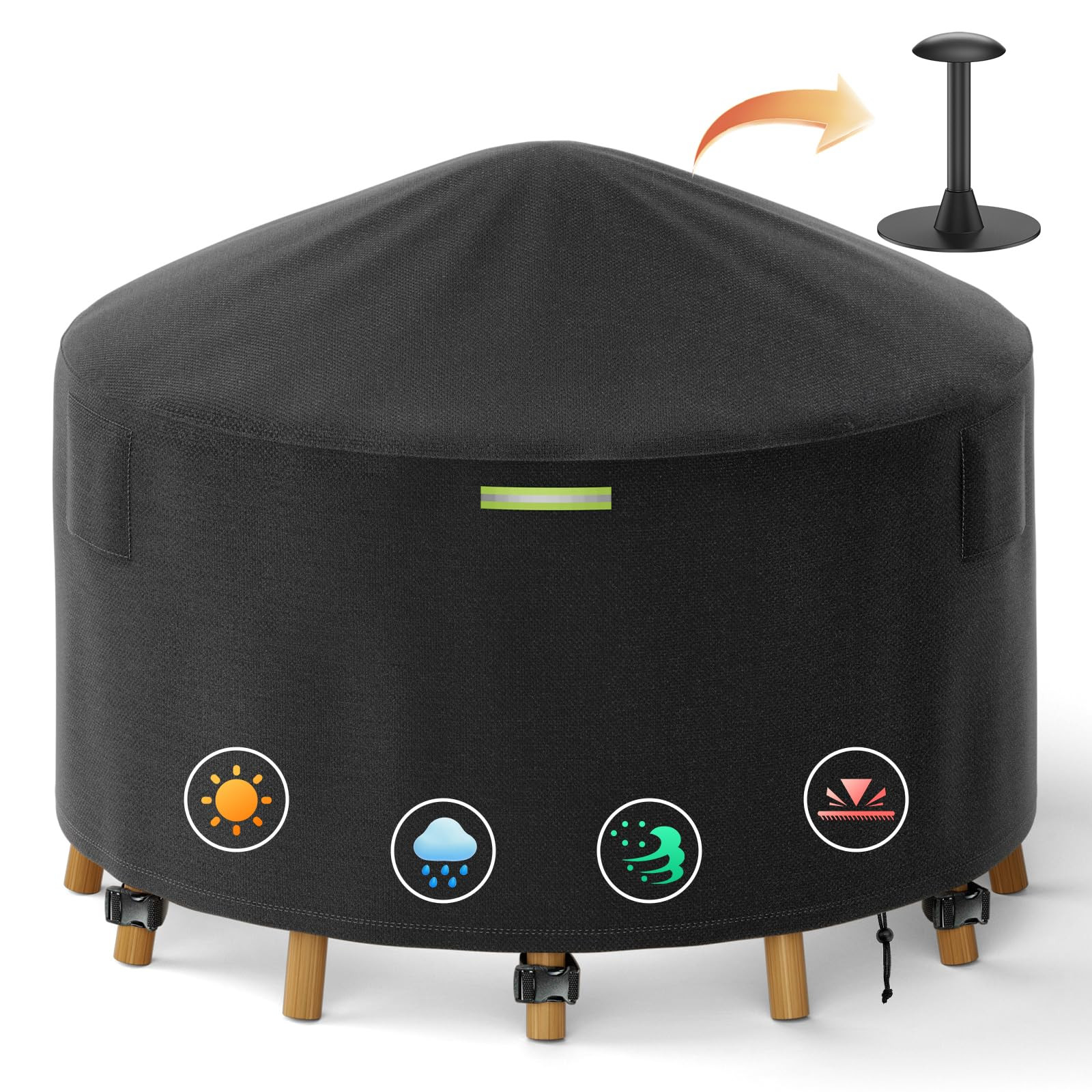 96 Inch Round Patio Furniture Covers with Support Pole, 800D Heavy Duty Waterproof Tear-Resistant... | Amazon (US)