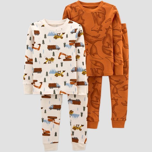 Toddler Boys' 4pc Fox/Construction Pajama Set - Just One You® made by carter's Orange/Gray | Target