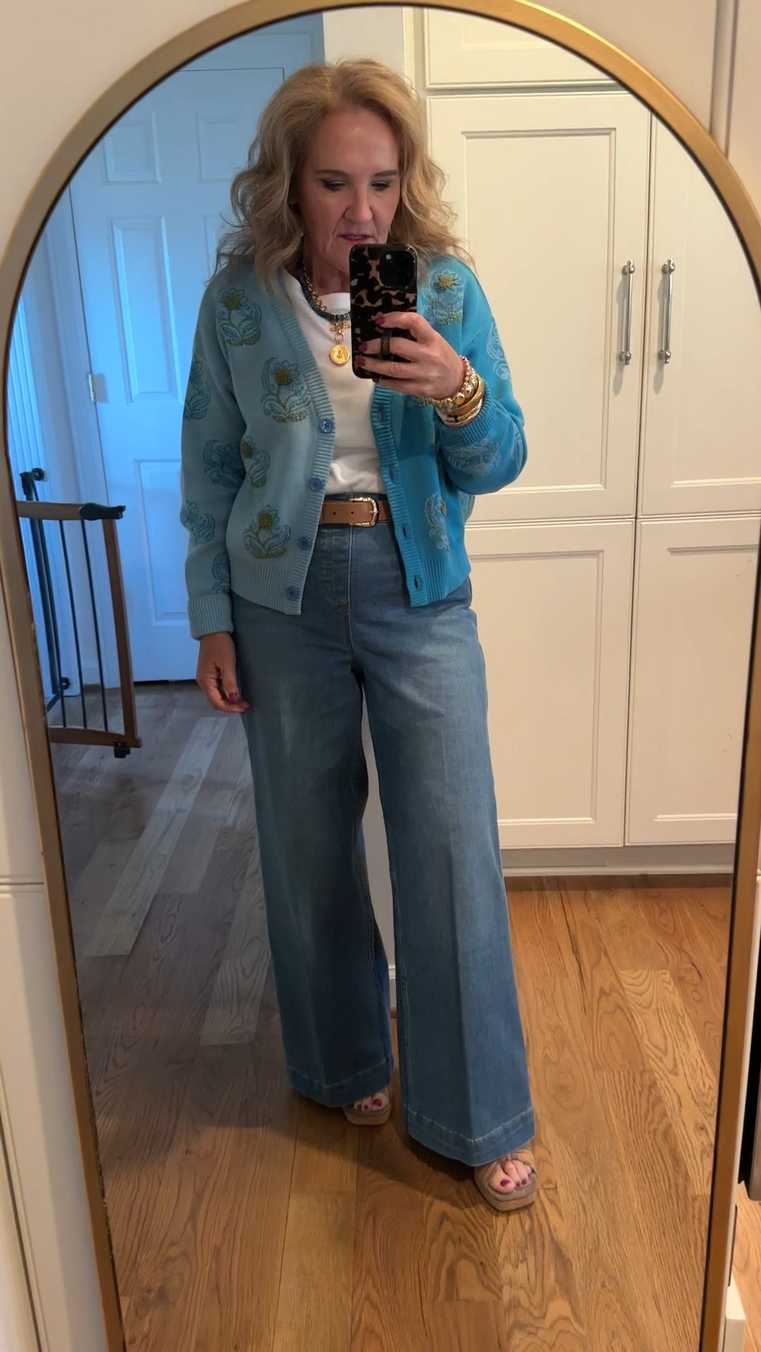 Victoria Dunn slow fashion cotton embroidered cardigan. It’s a splurge but beautiful! Wearing a medium. 

Spanx denim size medium petite 15% off your first order code NANETTEXSPANX 


Spring sweater spring denim wide leg jeans 

#LTKWatchNow #LTKPetite #LTKOver40