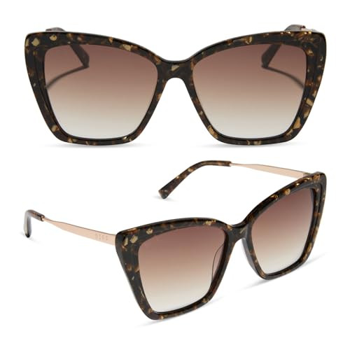 DIFF Becky II Oversized Cat Eye Sunglasses for Women | UV400 Protection | Glitter Tortoise + Brown Gradient | Amazon (US)