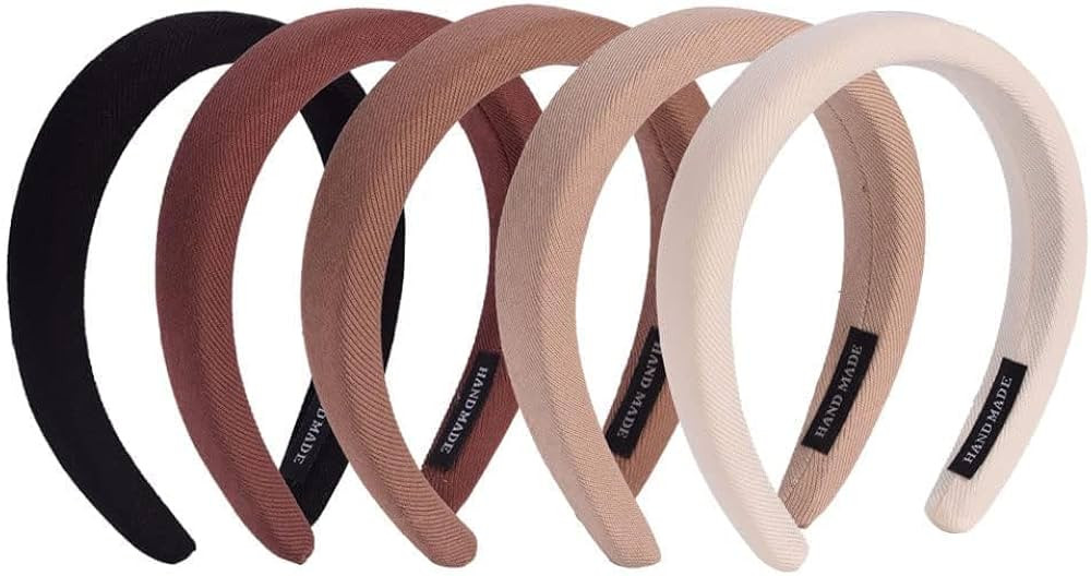 Padded Thick Brown Headbands for Women,5Pcs Wide Plain Turban Headband Fashion Hair Bands Headwea... | Amazon (US)