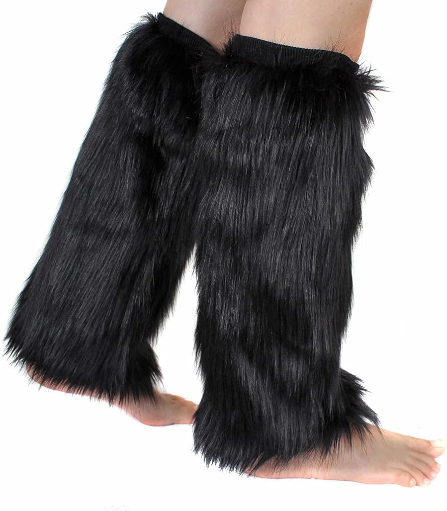 Faux Fur Leg Warmer,Warm Fuzzy Leg Warmer Boot Cuff Cover for Party Costumes | Amazon (US)