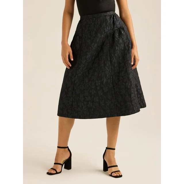 Scoop Women's and Women's Plus Jacquard Midi Skirt, Sizes XS-4X | Walmart (US)