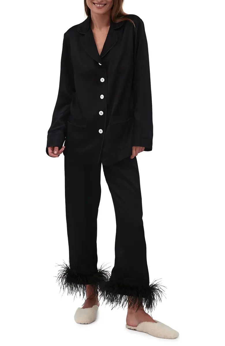 Party Pajamas with Detachable Ostrich Feather Trim | Nordstrom