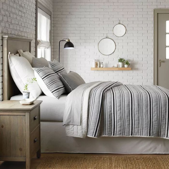 Textured Stripe Quilt Railroad Gray - Hearth & Hand™ with Magnolia | Target