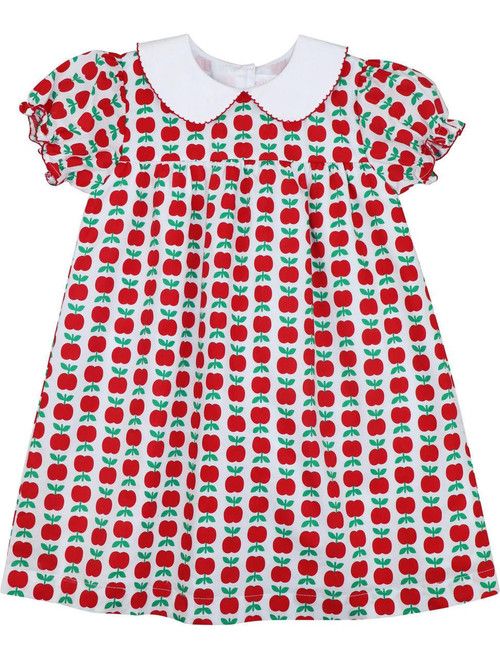 Red And Green Apple Print Dress | Cecil and Lou