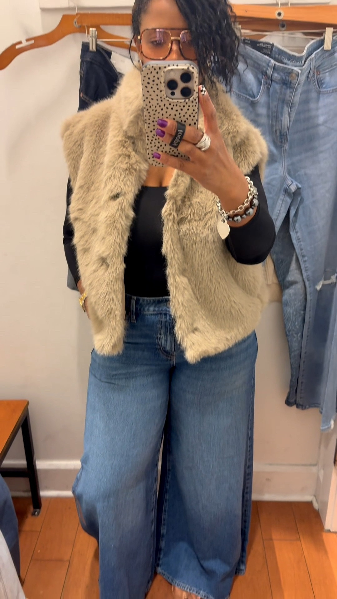 The Faux Fur vest is giving “Sophisticated Auntie”🫶🫶
How many ways can we style this! 

All jeans/ denim I’m wearing a size 12- fits true to size! 
Vest - Large 
Oversized thermal shirt- Large (Runs Big) size down one or two sizes.  

#LTKMidsize #LTKSaleAlert #LTKFindsUnder100