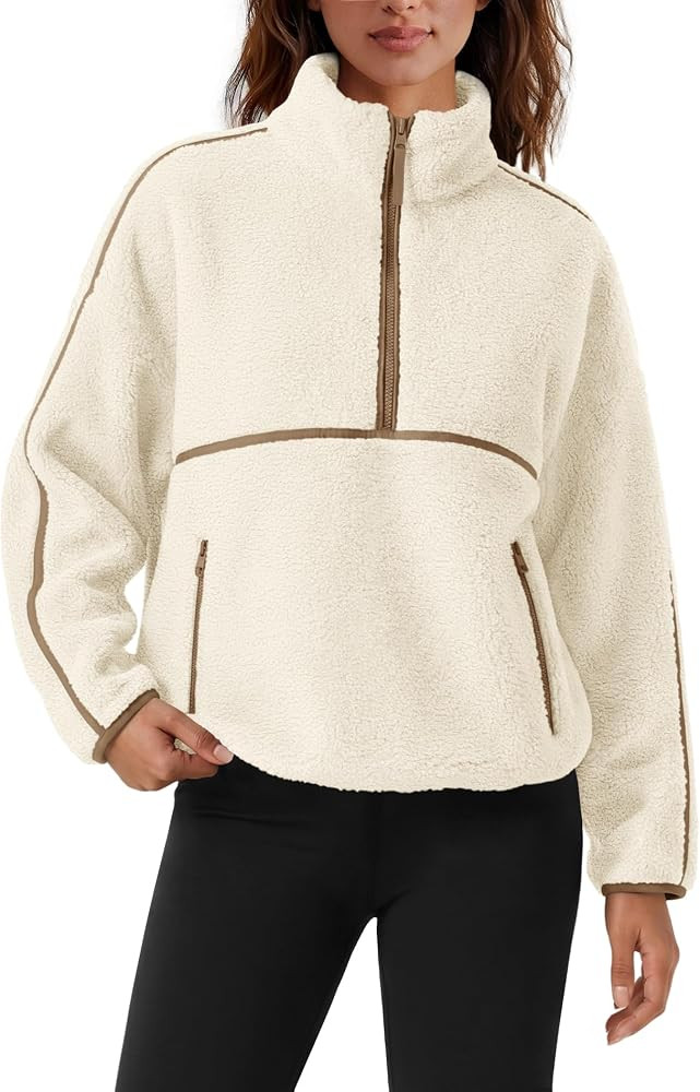 Panadila Quarter Zip Pullover Womens Fleece Sherpa Jacket | Amazon (US)
