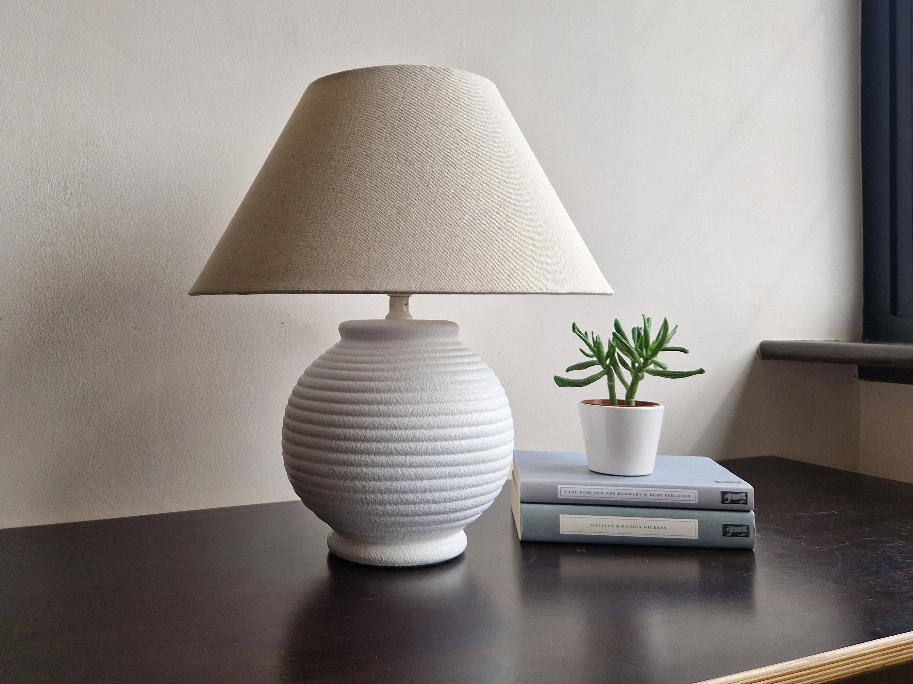 Ribbed Ceramic Lamp Vintage IKEA Lighting White Rippled Stone Concrete Texture - Etsy | Etsy (US)