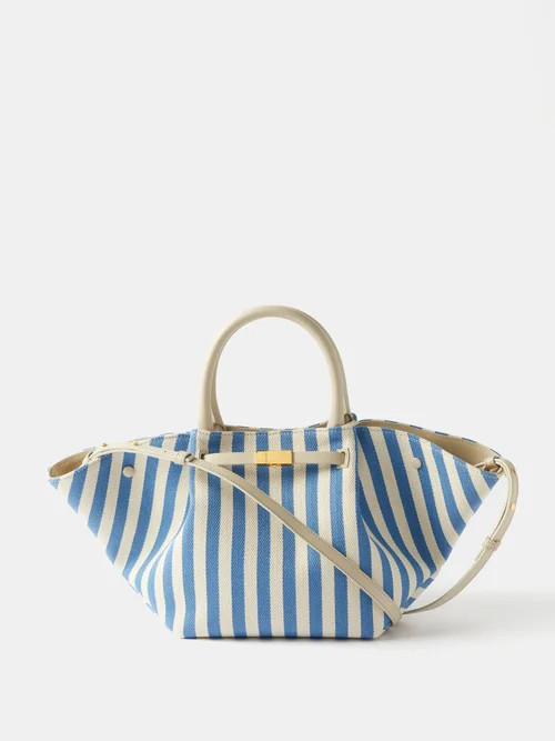 Demellier - New York Midi Striped Canvas Tote Bag - Womens - Blue Stripe | Matches (US)