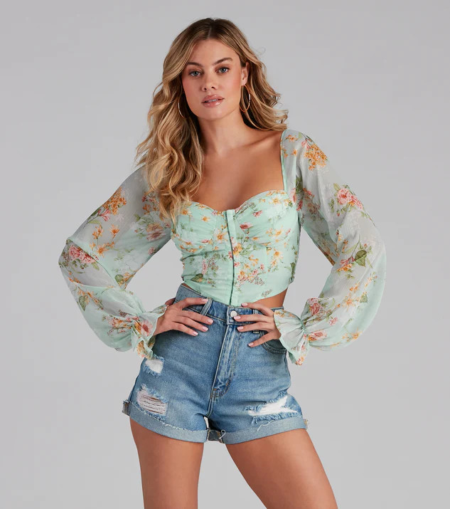 Gorgeous Florals Chiffon Corset Top | Windsor Stores