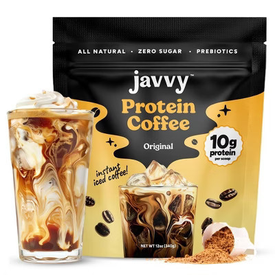 Javvy Original Protein Coffee - Premium Whey Protein & Instant Iced Coffee - 100% Arabica Coffee - Zero Artificial Flavors & Sweeteners, 20 Servings | Target