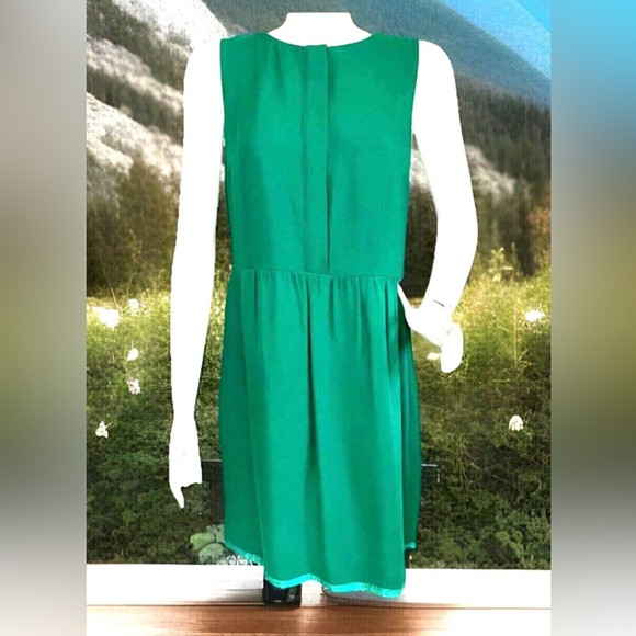 J. Crew Emerald Green Shift Dress 4 Sleeveless Hidden Buttons Pockets Zipper | Poshmark
