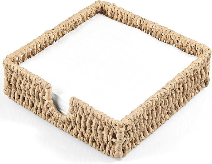 Napkin Holder for Table, Woven Paper Rope Napkin Holders For Paper Napkins, Wicker Napkin Holders... | Amazon (US)