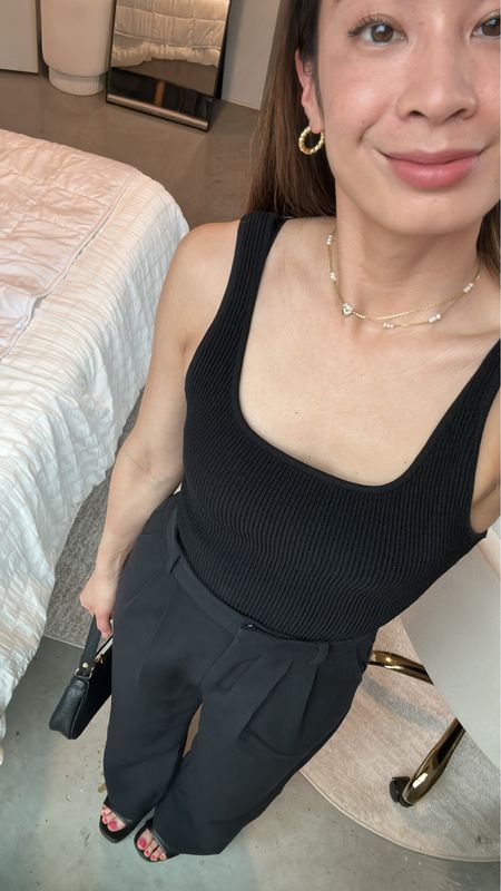 Black on black 🖤
Top is the sculpt scooped tank from Aritzia (not linkable). 

#LTKunder50 #LTKworkwear #LTKunder100