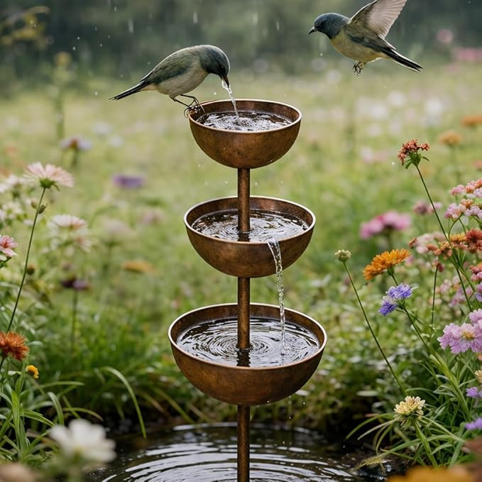 Rain Catcher - Plant Support Metal Garden Ornament, 3-Tiered Rain Catcher Garden Stake with Water... | Amazon (US)