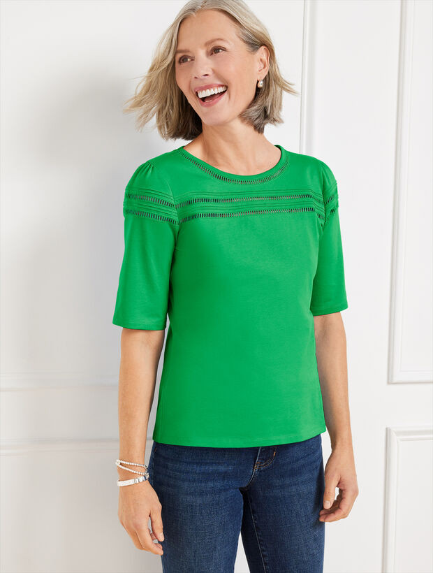 Ladder Stitch Crewneck Tee | Talbots