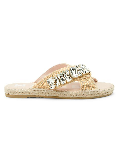 Crystal-Embellished Raffia Espadrille Slides | Saks Fifth Avenue