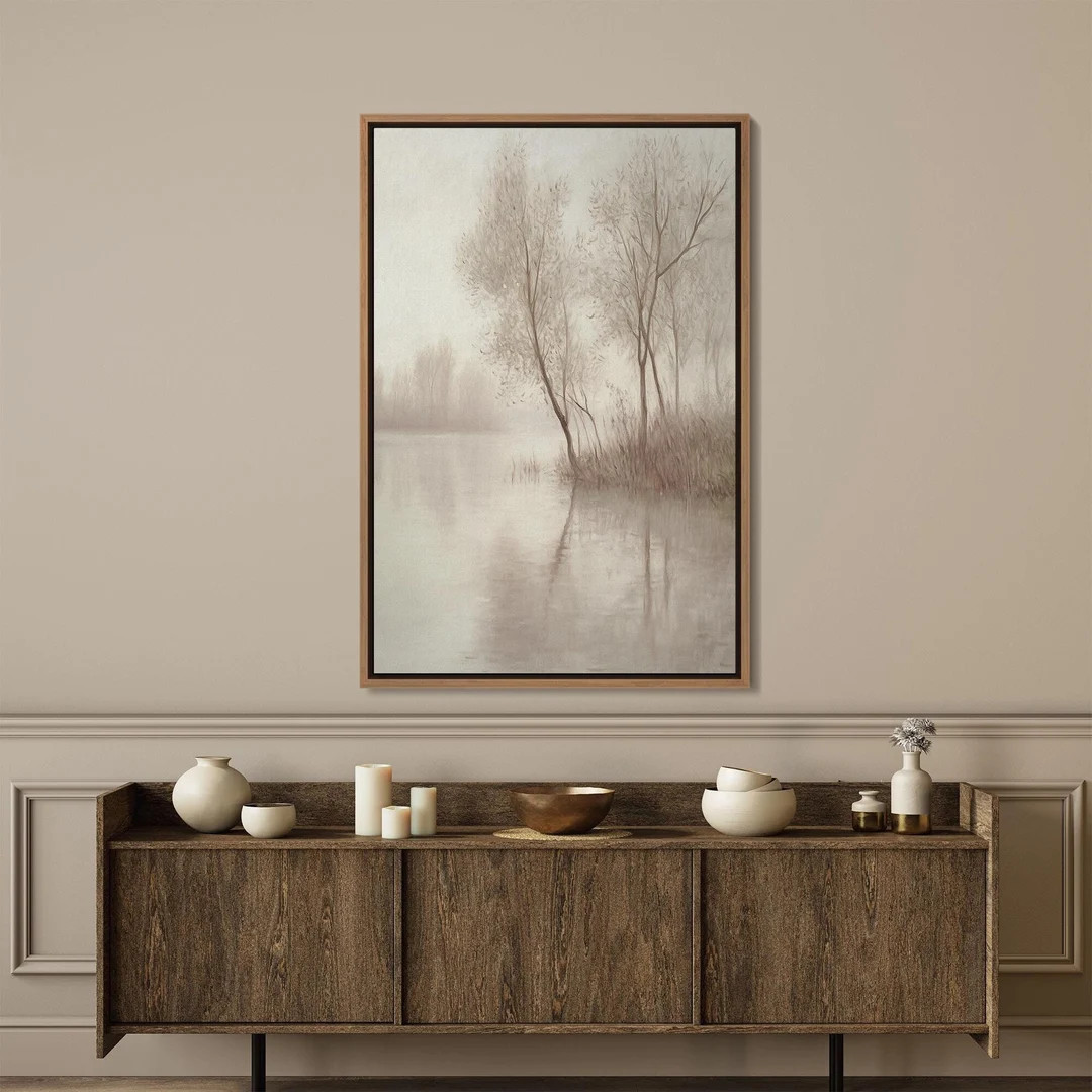 Vintage Landscape Framed Wall Art, Lake Painting Canvas Wall Art Print, Antique Rustic Tree Print... | Etsy (US)