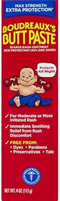 Boudreaux's Butt Paste Diaper Rash Ointment | Maximum Strength | 4 Ounce (Pack of 1) Tube | Parab... | Amazon (US)