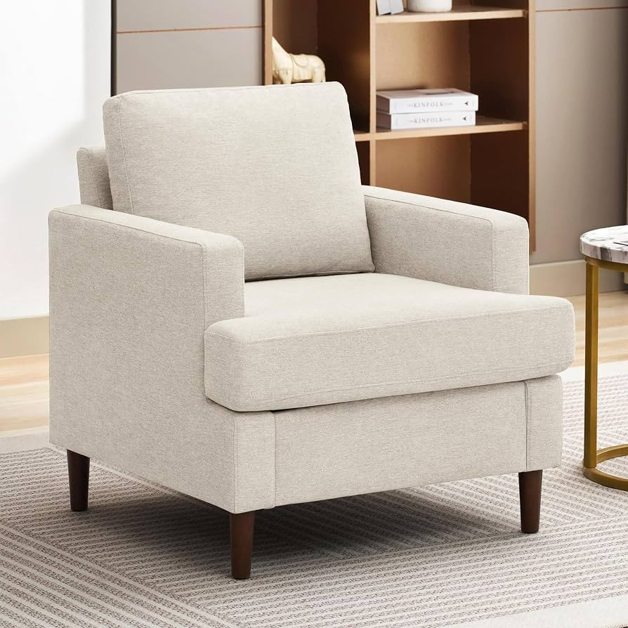 Weture Mid-Century Accent Chair,Modern Linen Fabric Armchair for Living Room,Comfy Upholstered Re... | Amazon (US)