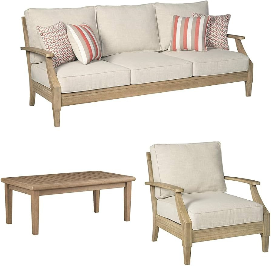 Signature Design by Ashley Clare View Coastal Outdoor Patio Eucalyptus Wood Slat Top Coffee Table... | Amazon (US)