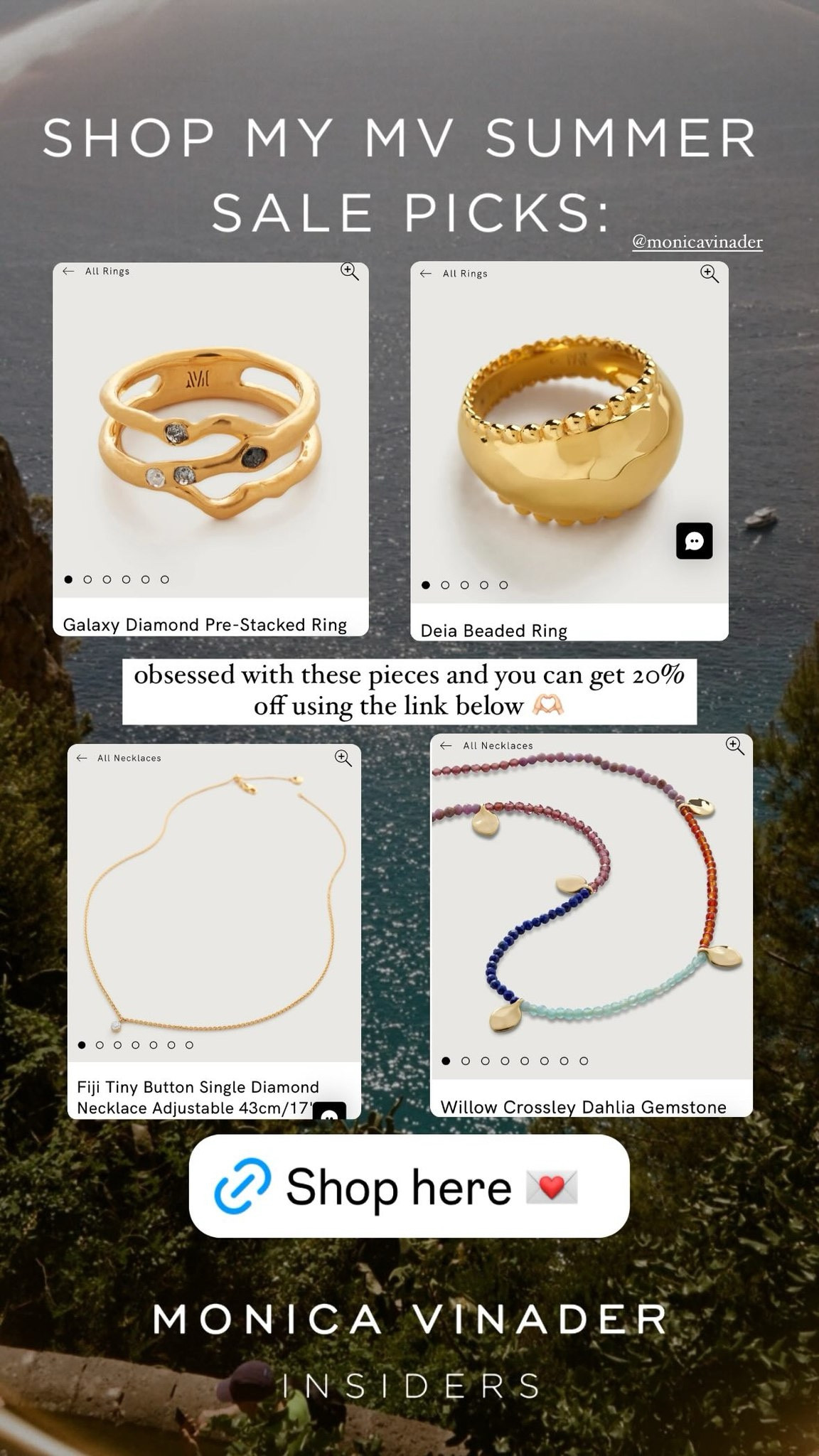 obsessed with these pieces and i’m sharing them directly from my instagram stories!!

monica vinader always has some of the best statement pieces!! here are some of my favs! 🫶🏻🫶🏻

if you shop through the link on my instagram stories and july highlights you can get 20% off — IG: jessicaeishow 

#LTKuk #LTKsummer #LTKgiftguide