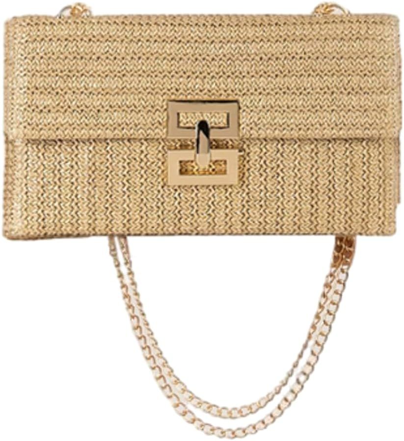 Woven Bag Women's Evening Handbags Fashion Crossbody Bags for Women with Chain Summer Beach Bag H... | Amazon (US)