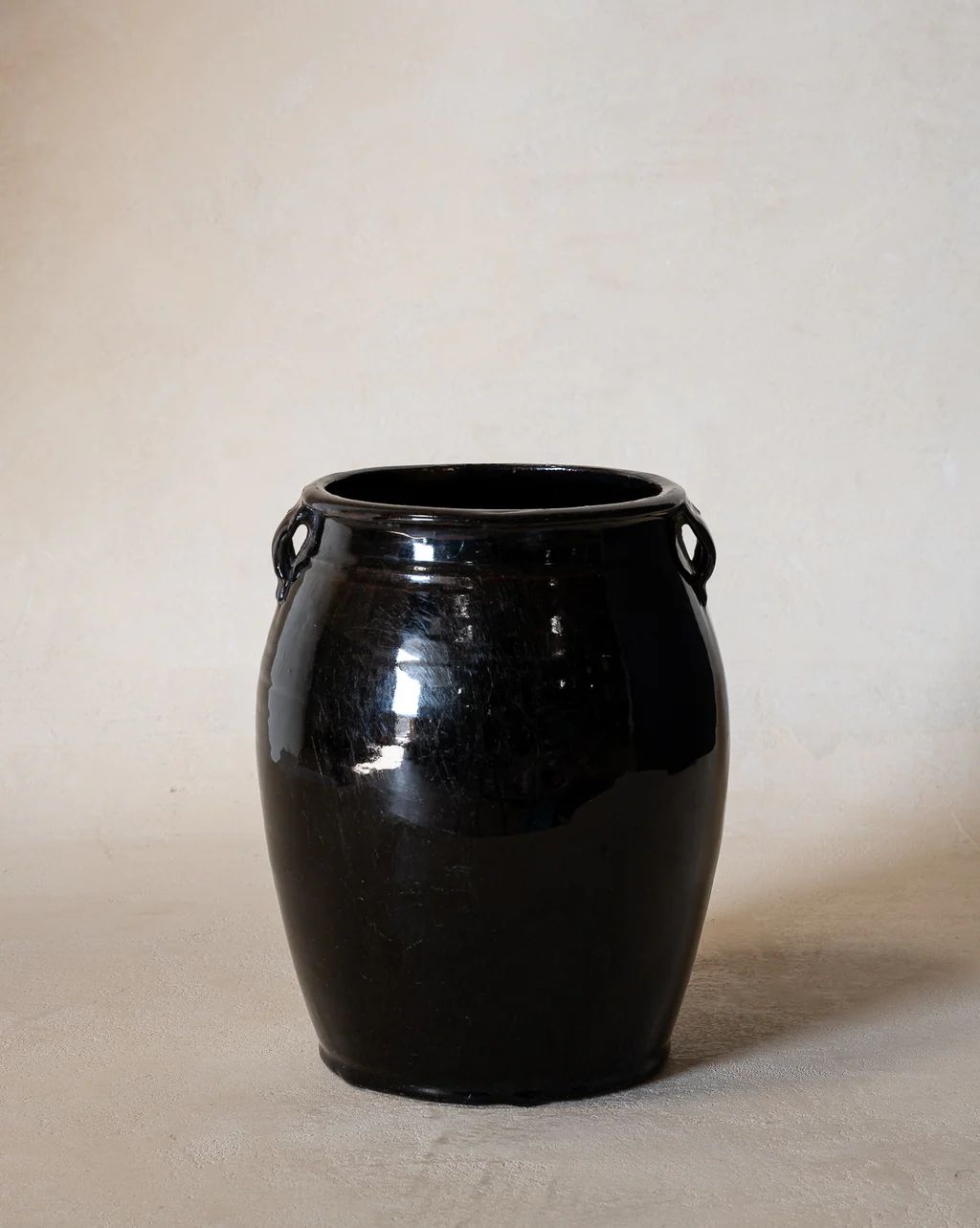Vintage Black Dual Handled Jar | McGee & Co.