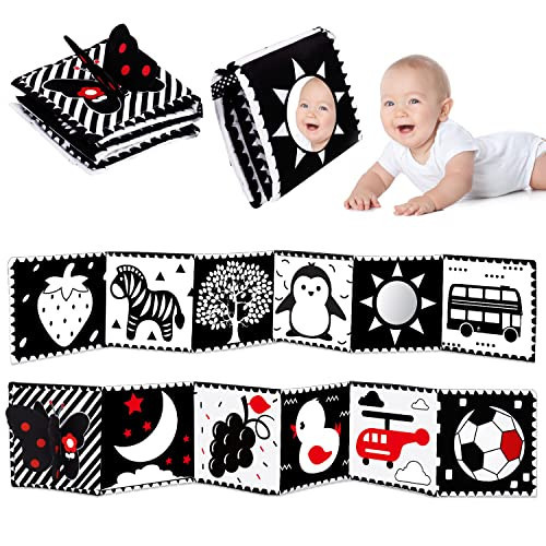 Thremhoo Black and White High Contrast Baby Toys 0-6 Months Soft Book for Brain Development, Tummy Time, Sensory, Montessori Learning Activities | Amazon (US)