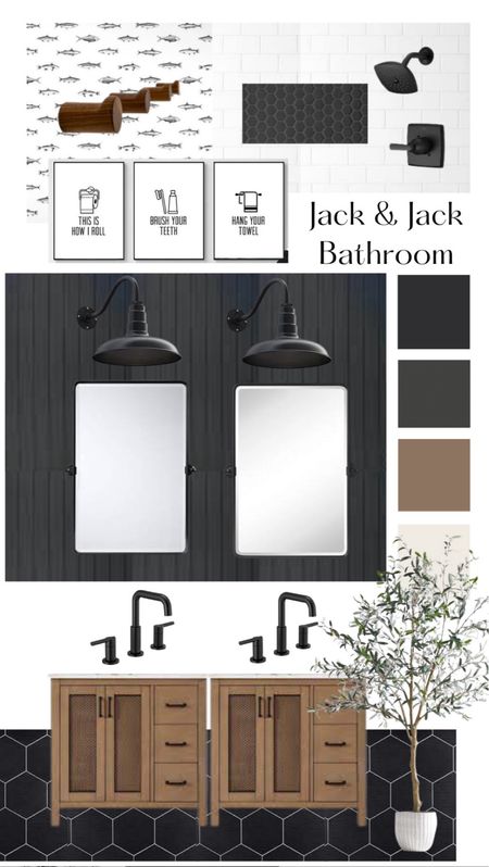 Jack & Jack Bathroom design Inspo 

Black and white bathroom, fishing themed bathroom, bathroom design for kids 

#LTKstyletip #LTKhome #LTKkids